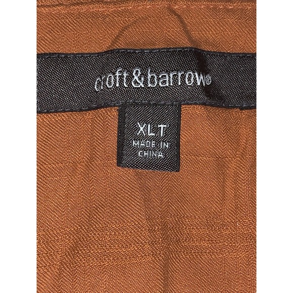 Men's XLT Croft And Barrow Short Sleeve Burnt Orange Textured Button Down - Picture 3 of 5